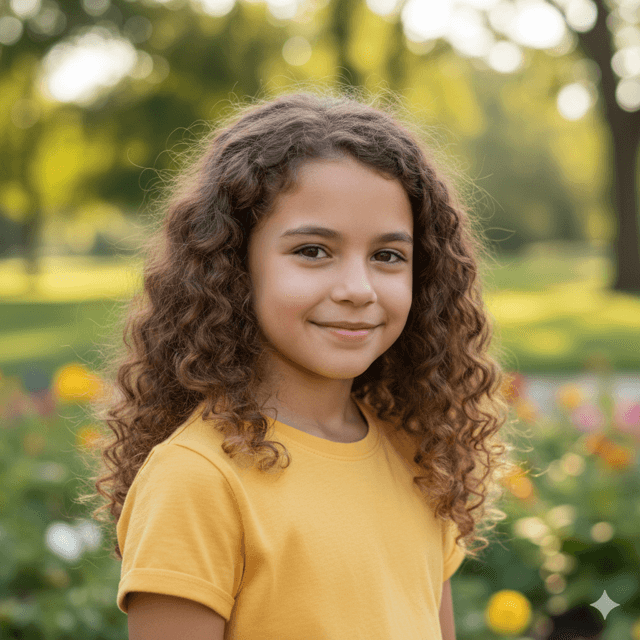 A real-life portrait photograph of a young girl
